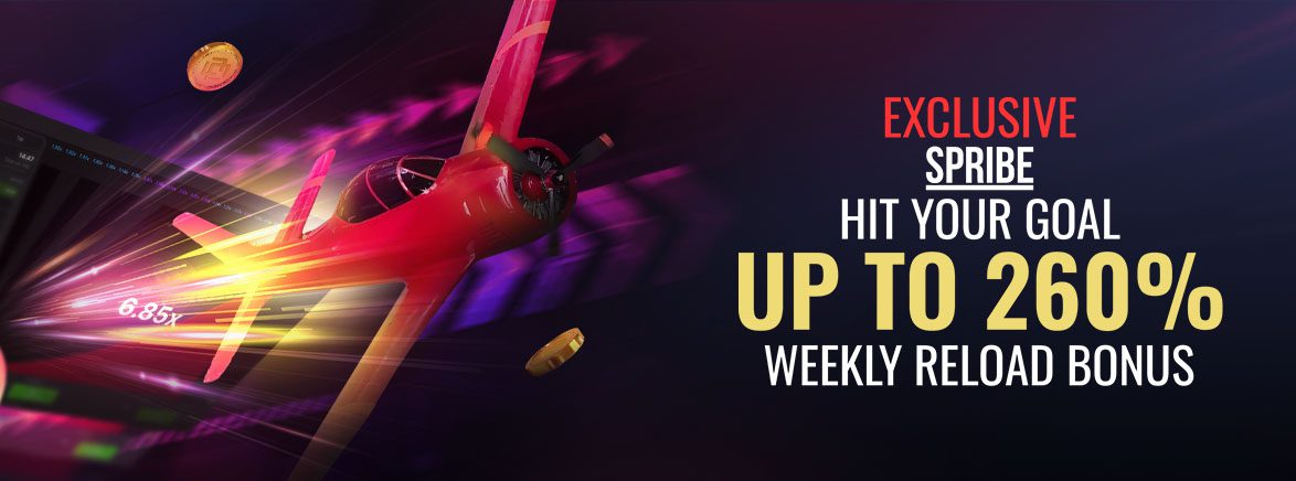 Progressive 260% up to Rs 6,500 Weekly Reload Bonus Progressive 260% up to Rs 6,500 Weekly Reload Bonus