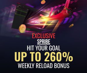 Progressive 260% up to Rs 6,500 Weekly Reload Bonus